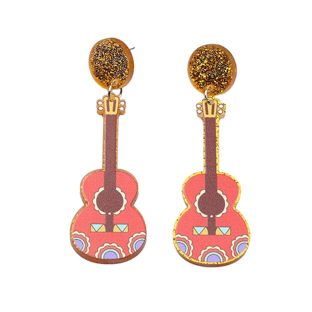 2Pcs Mexican Carnival Stud Earrings Colorful Hats Violin Design Various Styles Mexican Earrings Offerta speciale della fabbrica