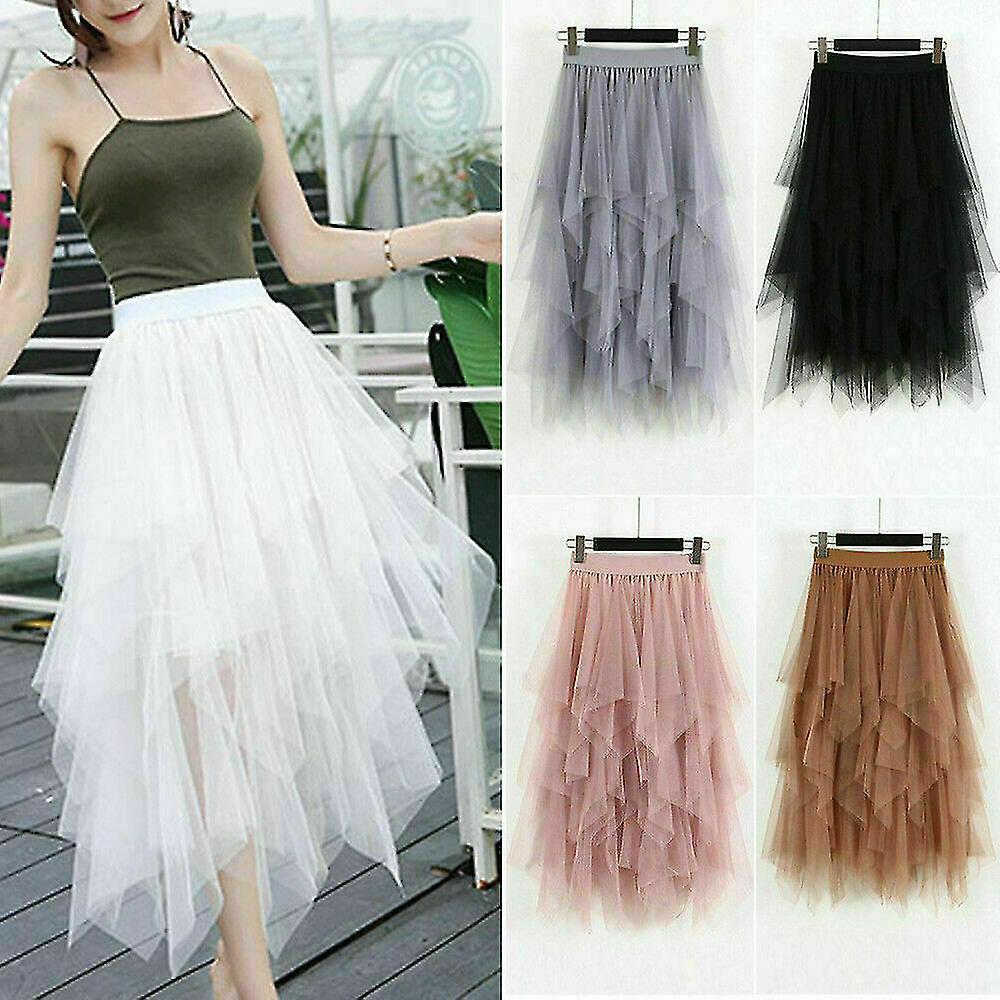 Donna Tulle Gonna Elastico Vita Mesh Lungo Paragrafo Gonna Abito Spedizione Gratuita