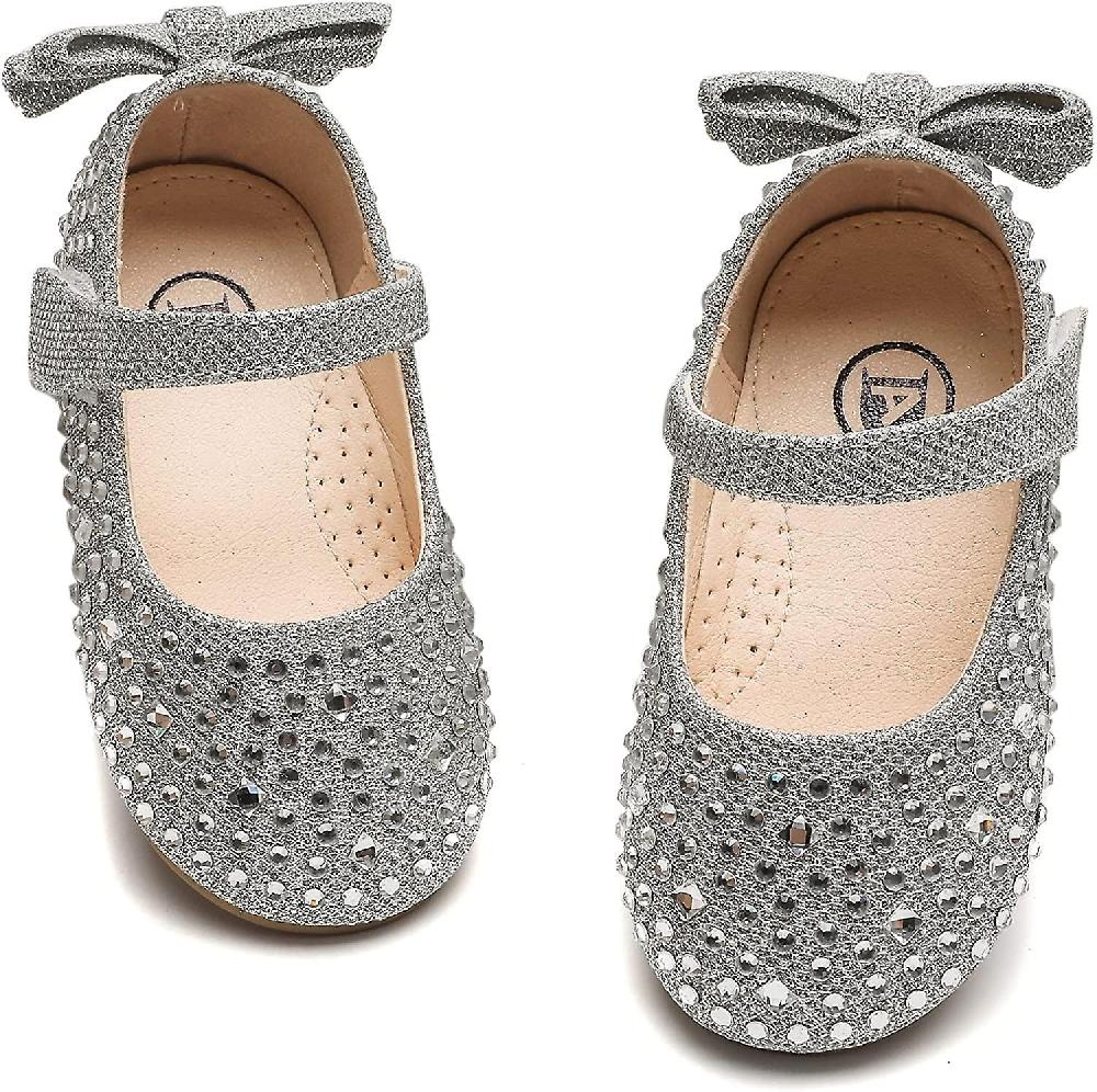 Ragazze Dress Shoes Princess Glitter Rhinestone Mary Jane Ballerina Flats Party School Shoes Wedding Flower Girl (bambino / bambina / grande bambino) Ultimi tre giorni