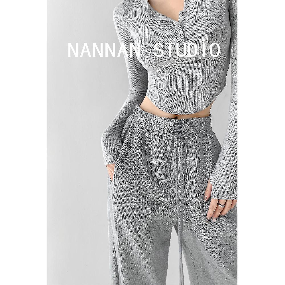 Young Hot Girl Pink Loose Drooping Sport Pants Women's Spring And Summer Drawcorn High Waist Pantaloni Mop legati alla caviglia Fino al 65% di sconto