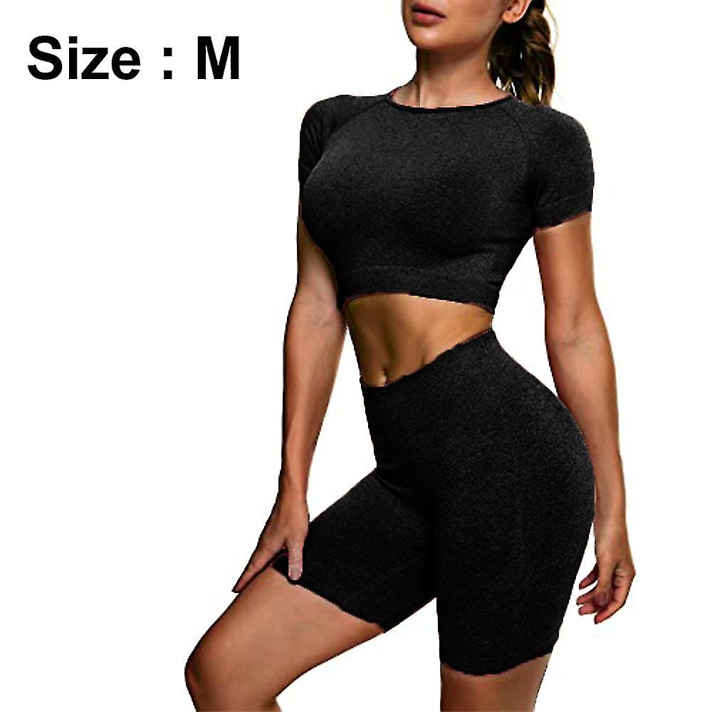 Seamless Women Yoga Sets 2pcs short Sleeve Top And High Waist Leggings Offerta speciale della fabbrica