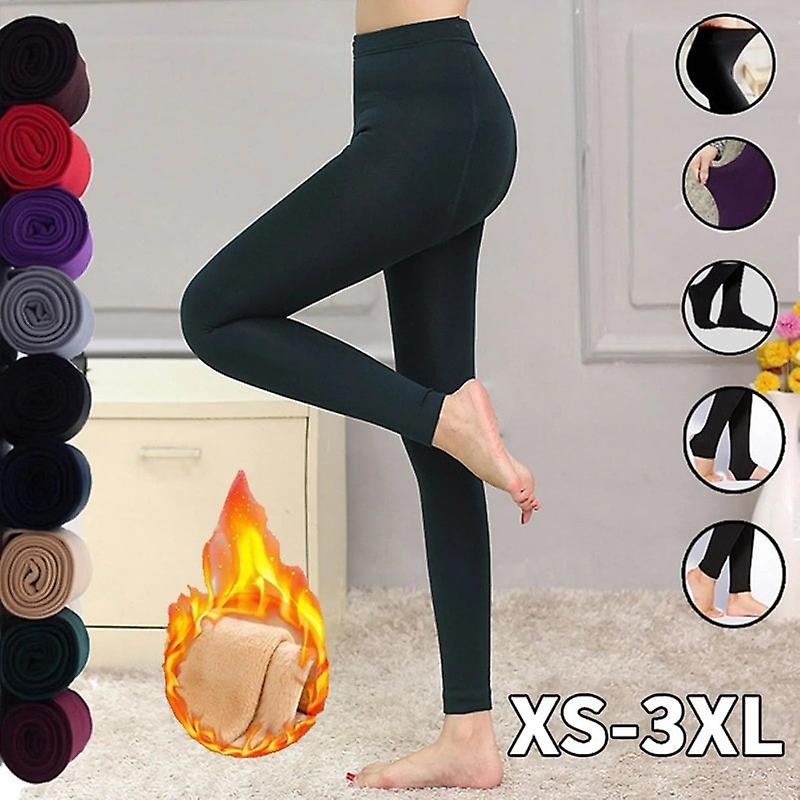 2023 Autumn Winter Women Thick Warm Leggings High Waist Elastic Pants Candy Color Brushed Charcoal Stretch Pants Warm Elastic Tights Fino al 55% di sconto