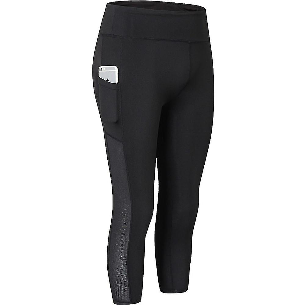 Women's Running Tights Leggings Running Capri Leggings Patchwork With Phone Pocket 3/4 Tights Sports & Outdoor Athletic Spandex Breathable Sweat Wicki Trasporto libero internazionale