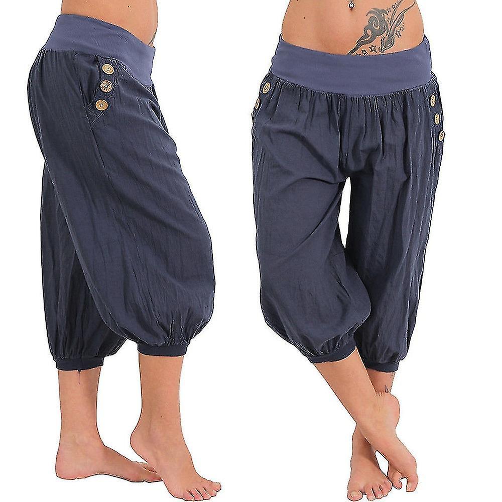 Pantaloni da yoga da donna Tasche laterali Harem Bloomers Capri Pantaloni Slip Quick Dry Moisture Wicking Lightweight Hippie Boho Light Blue Tangerine Powder Whit 50% di sconto per tempo limitato