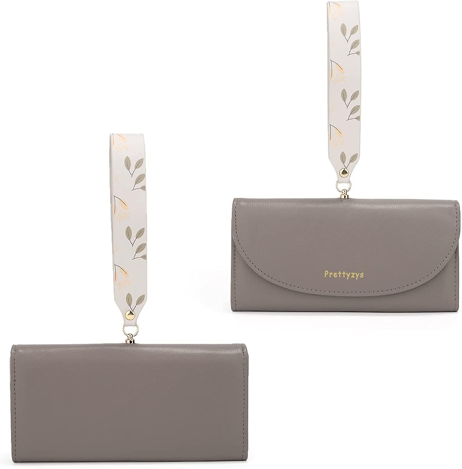 Women's Wristlet Wallets Trifold Billfold Credit Card Holder Cash Coin Pocket Pu Leather L- Gray Hotsell