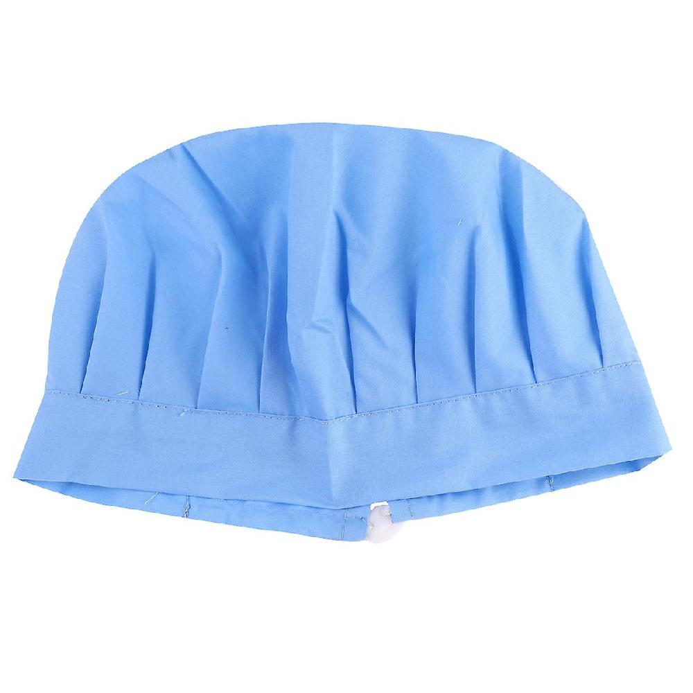 1PC Chef Hat Protective Practical Cotton Hat Working Hat for Men Women Kitchen Bakery (Light Blue with Buckle) Nuovi prodotti