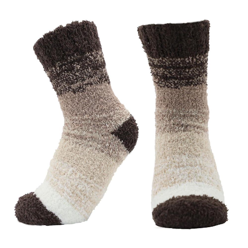 Fluffy Socks Thermal Cosy Fuzzy Socks Winter Cabin Warm Socks Coral Fleece Floor Bed Sock Fuzzy Plush Gift Christmas Stocking for Sleeping brown Ultimi due giorni