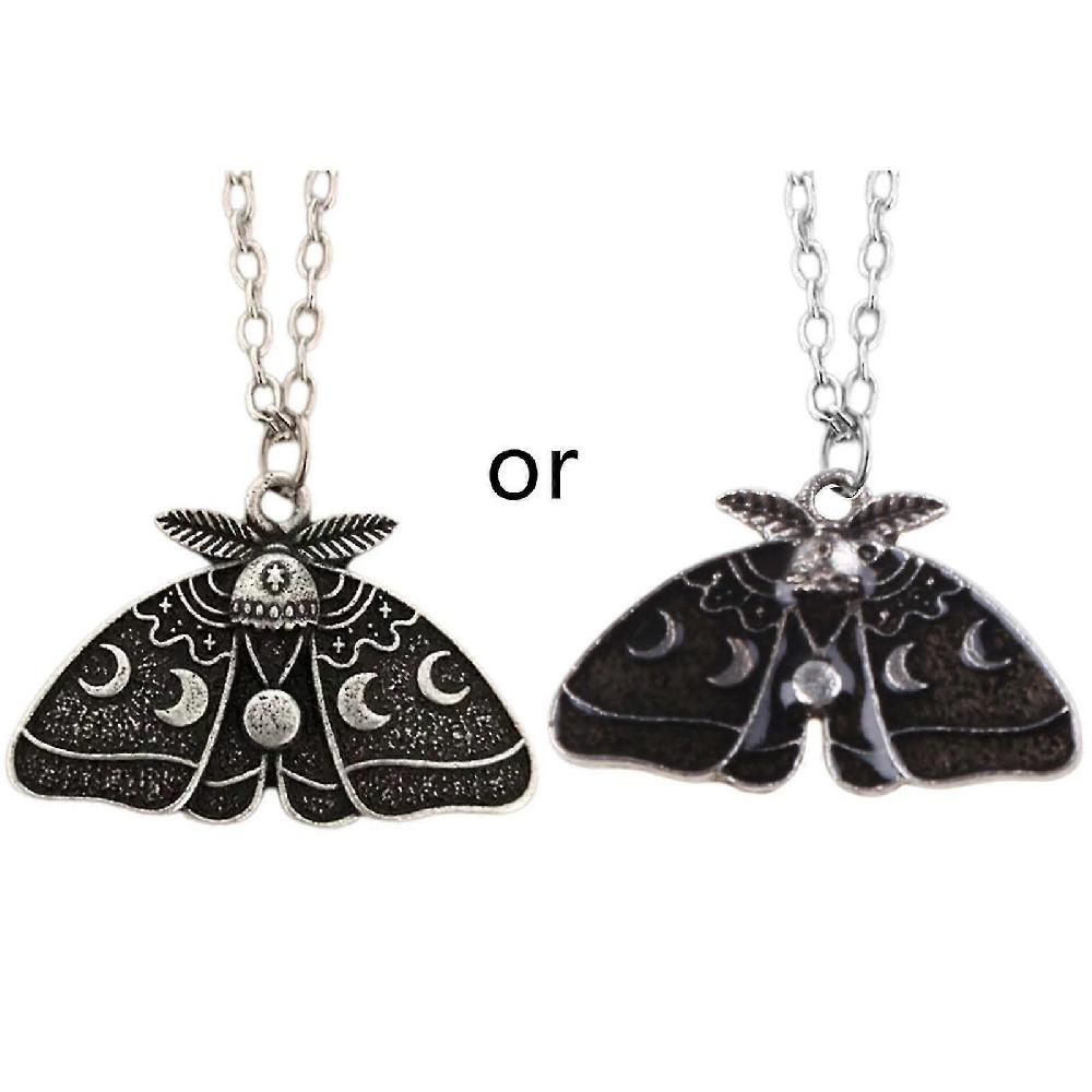Metal Moon Phase Necklace Moth Pendant Necklaces Vintage Jewelry Chain Gifts Model code20881 Vendita