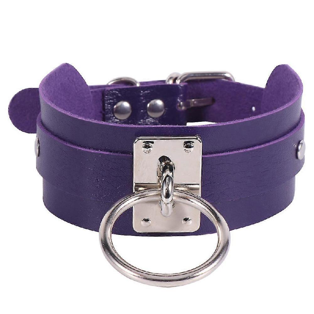 Collana girocollo in pelle anello singolo decoro collana stile punk girocollo moda (viola) Codice prodotto 52563 Qualità Garantita