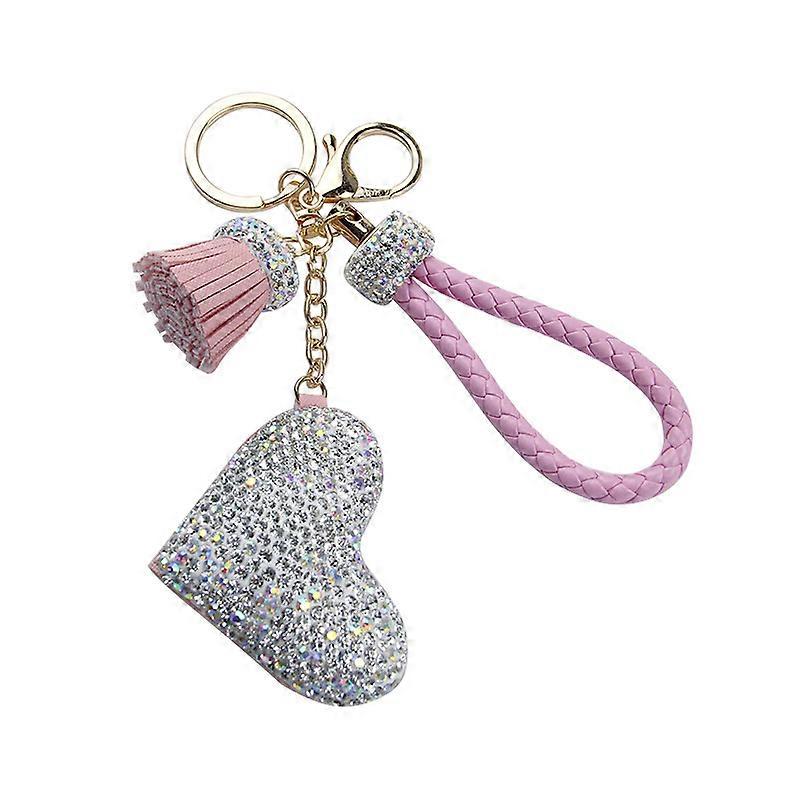 Bling Keychain For Car and Purses Heart Rhinestone Keychain Tassel Wristlet (Pi MVI