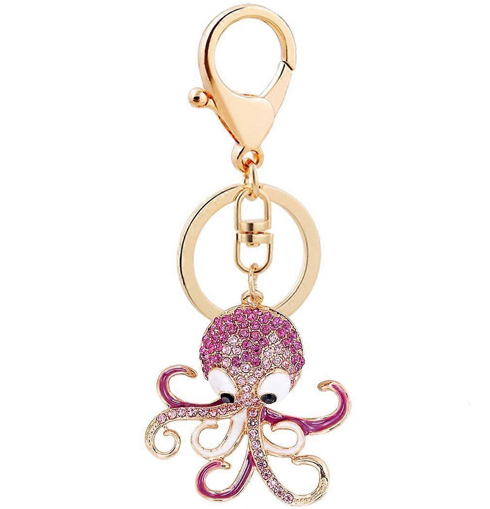 Cute Octopus Rhinestone Keychain Animal Keyring Car and Bag Accessories (Pi FWX I Più Venduti