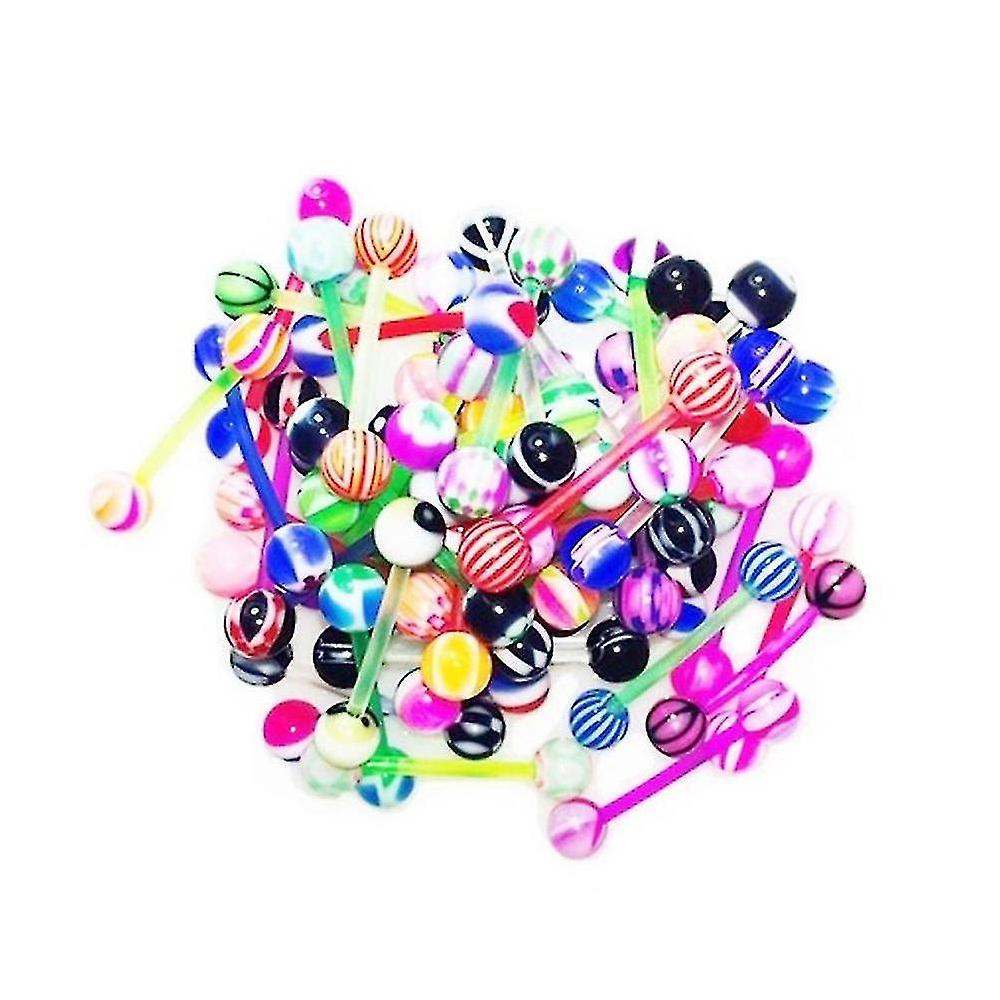 50pcs Mixed Ball Tongue Ring Navel Nipple Barbell Rings Bars Body Jewelry Piercing Offerta Giorno del Papà