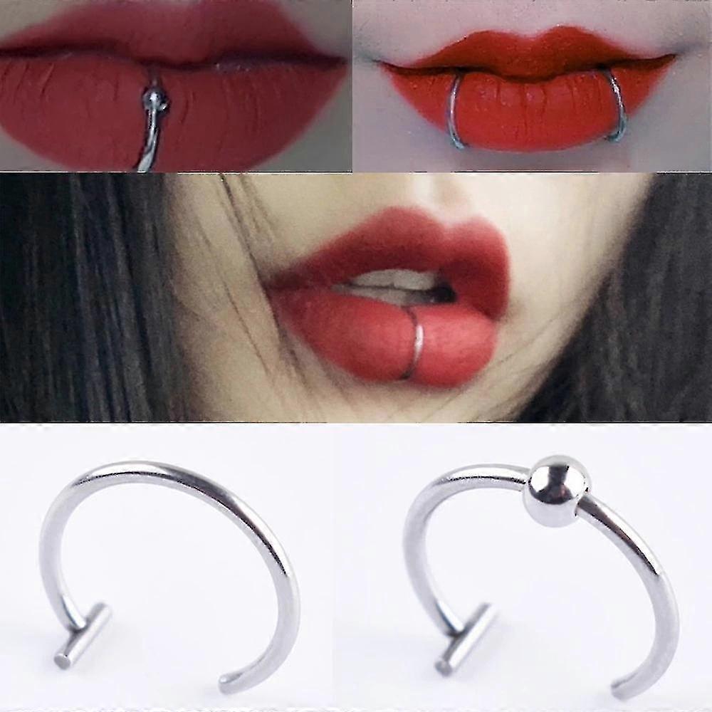 2022 New Punk 8/10mm Titanium Steel Lip Rings Cuff Clip On Fake Labret Piercing Ear Nose Hoops Unisex Women Septum Body Jewelry Latest fashion