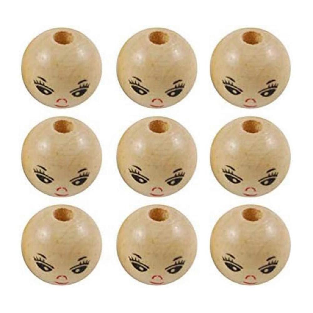 Painted Wooden Beads Face Spacer Beads Round Wooden Beads Suitable for Bracelets Necklaces Making 100PCS 22mm Online Outlet