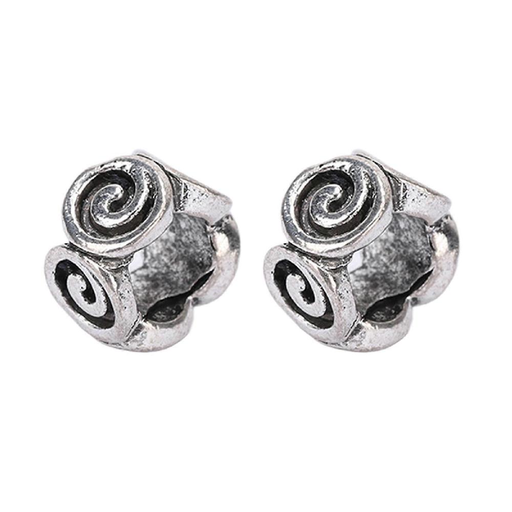 50 Pcs Beard Beads Retro Wave Pattern Wheel Beard Beads 9mm Flat Round Big Hole Spacer Beads DIY Alloy Beads Liquidazione