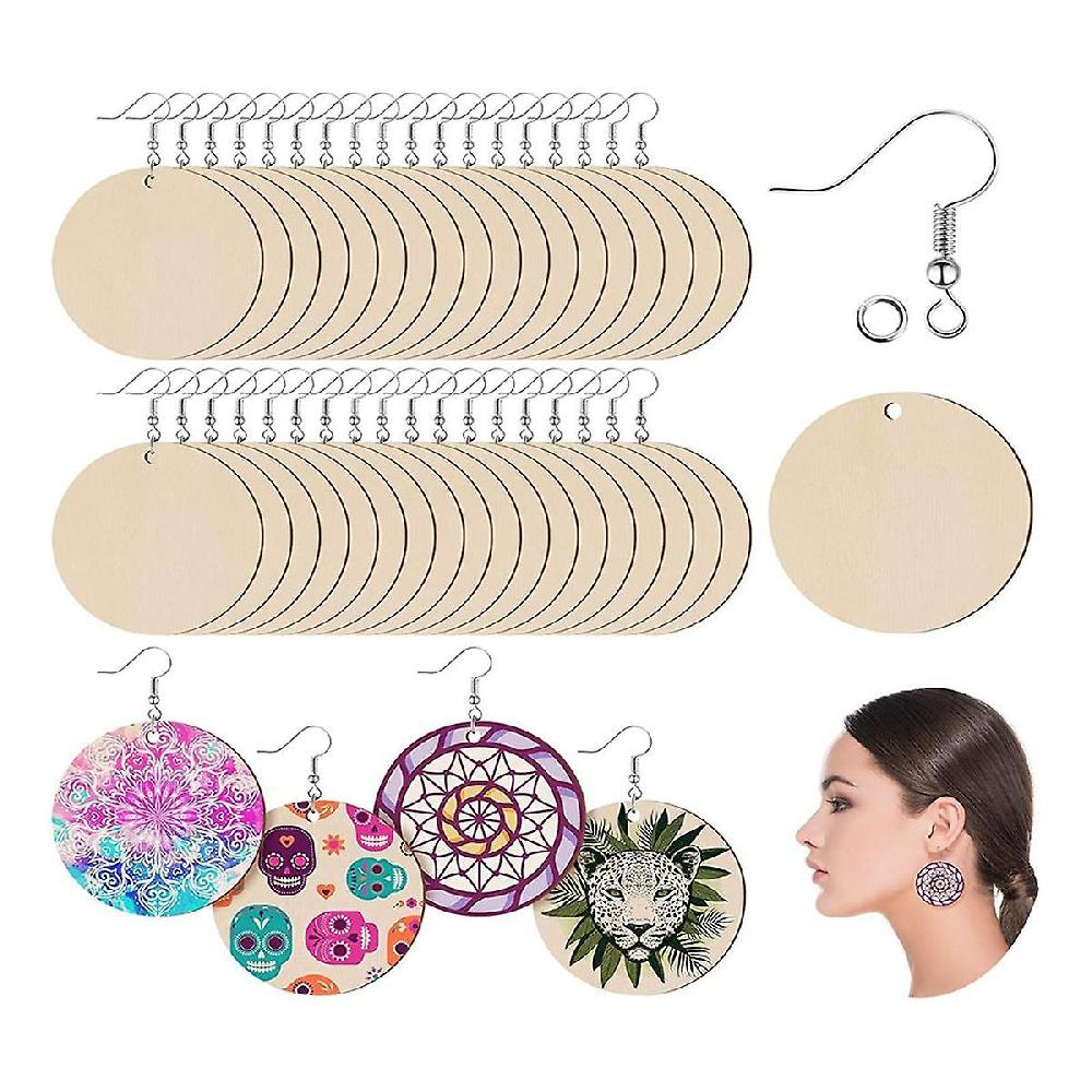 400PCS Wooden Unfinished Blank Round Earring Set DIY Wooden Personalized Earring Pendant Offerte speciali