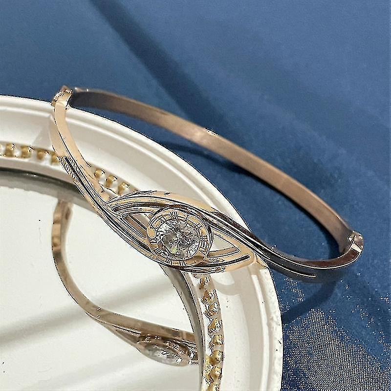 316L titanio acciaio bracciali numeri romani zircone gioielli oro rosa occhio forma braccialetti per le donne Ultimi tre giorni