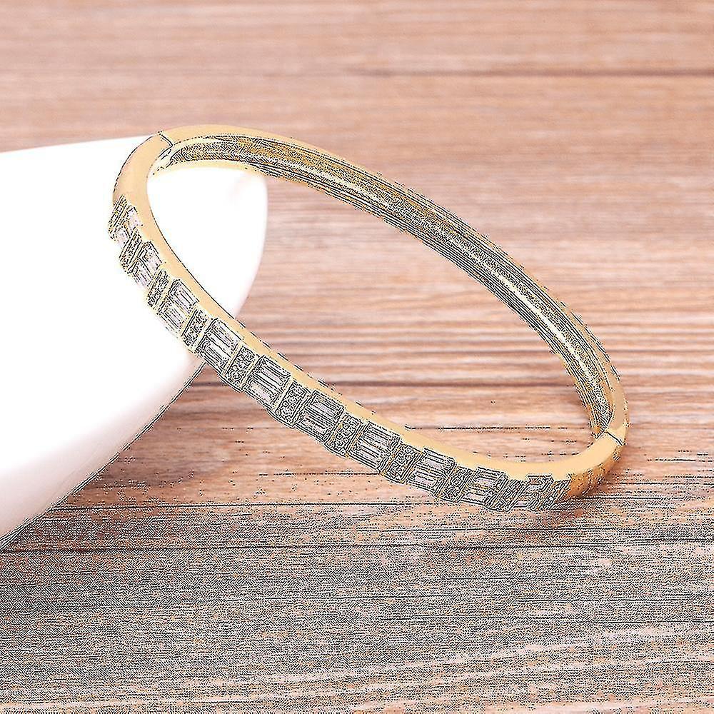 Fashion Creative Design CZ Gold Color Bangles for Woman Hot Cuff Bracelet Wristband Luxury Brand Jewelry Wedding Gift Ultimi due giorni