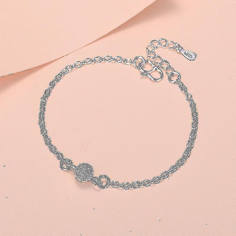Moda 925 Francobollo Argento Colore Circolare Ball Charm Chain Bracciale per le donne Vintage Bangle Accessori per gioielli Regali 50% di sconto con spedizione gratuita