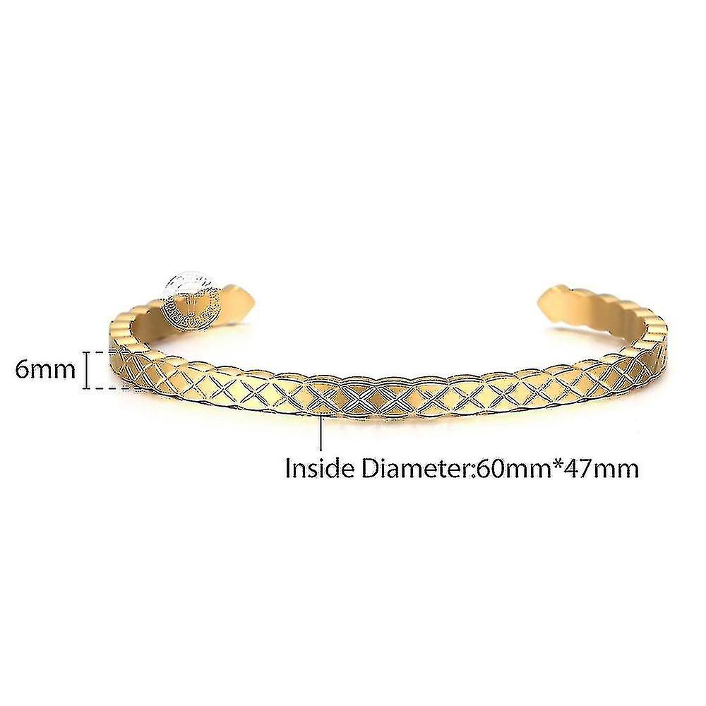 Bracciale Bangle di apertura vintage per le donne ragazze oro colore acciaio inossidabile intagliato foglia rombo polso regali gioielli KG202