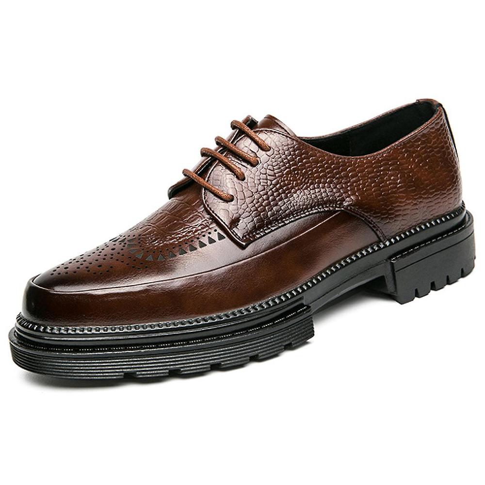 Uomo Coccodrillo Stampa Piattaforma Brogue Wingtip Oxford Scarpe Retro Pelle Goffrato Lace-up Formale Dre Hotsell
