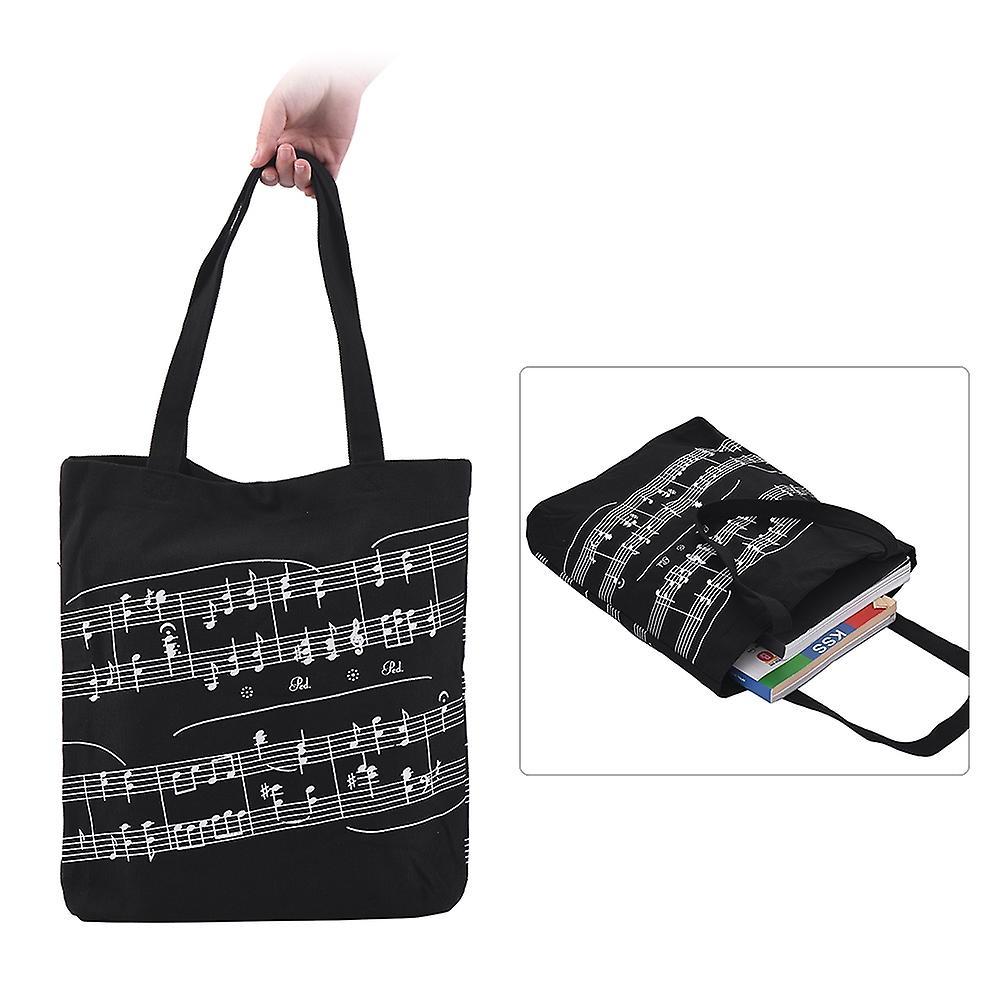 Washable Cotton Cloth Handbag Music Tote Shoulder Grocery Shopping Bag with Magnetic Button Musical Prezzo di fabbrica