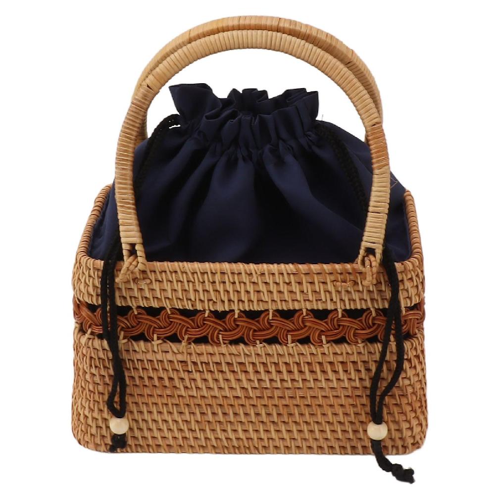 Rattan Tote Bag Vintage Pastoral Grass Woven Storage Bag Rattan Handbag For Women Offerta per la Festa della Mamma