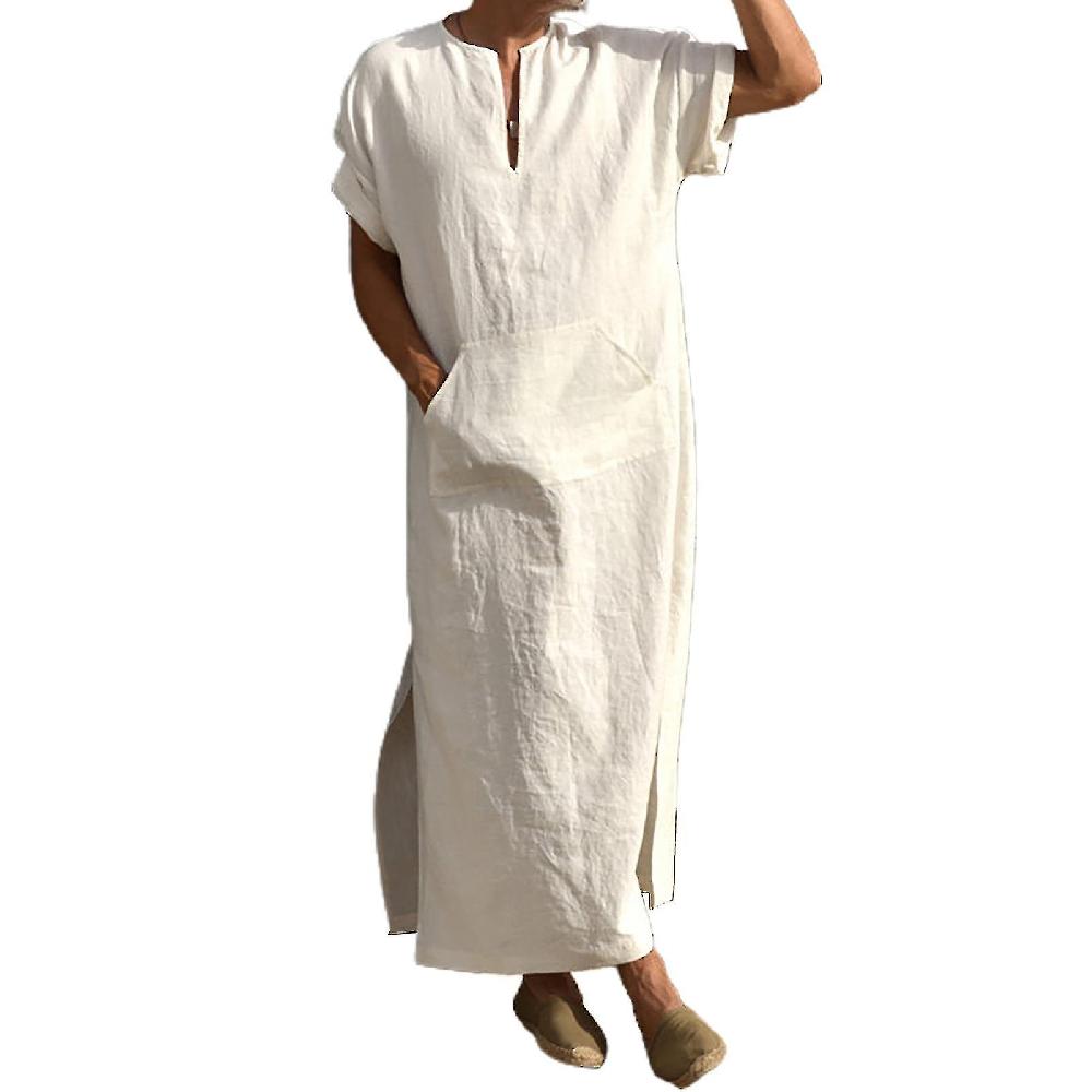 Deep V-neck Men Robe Short Loose Robe Traditional Clothing Esporta salva