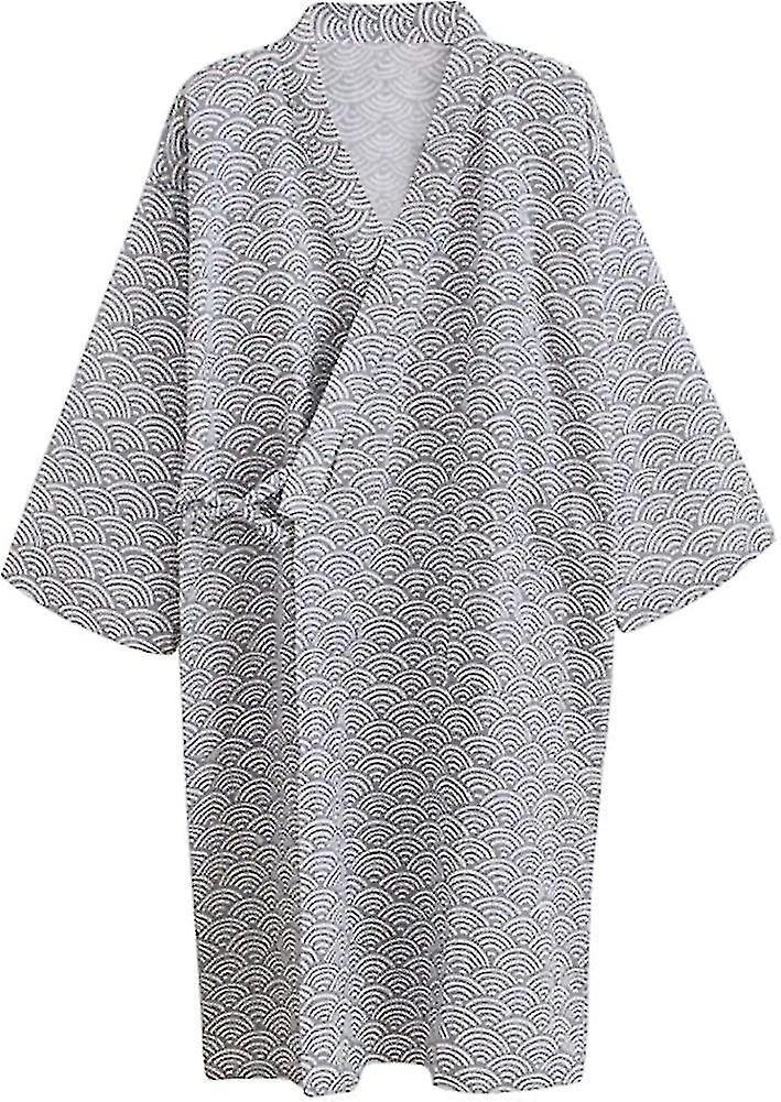 Cotton Kimono Robe Wrap Bathrobe Dressing Gown Pajamas Yukata Nightdress Loose Comfy Sleepwear Duty-free